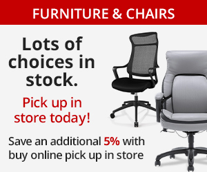 Save over 50% on select Furniture and Chairs - PLUS save an additional 5% back when you buy online and pick up in store! Click here to shop now.