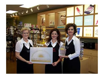 Othella Max (left), beauty consultant; Jaclyn Yon, stylist, manager of Yon Salon; Carol Swift, owner and manager of the Merle Norman® in Atoka.